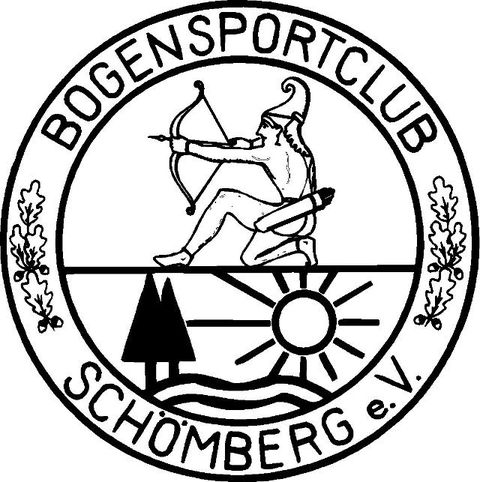 Das Logo des BSC Schömberg zeigt einen Schützen zur Zeit der Antike über stilisierter Schwarzwaldlandschaftt